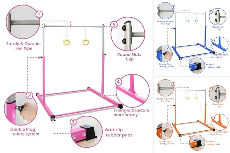 Detailed view of Best Adjustable Height Gymnastics Bar Eleven Levels