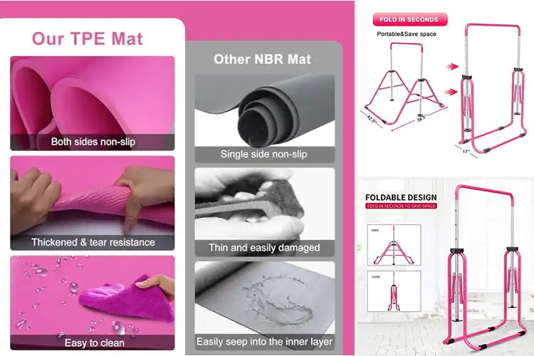 Detailed view of Best Adjustable Height Gymnastics Bar For Kids