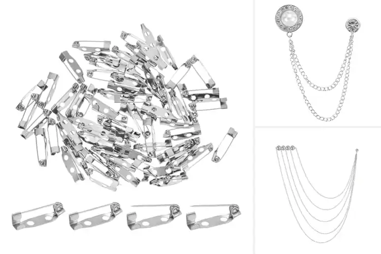 Detailed view of Best White Silver Pin Badge Accessory